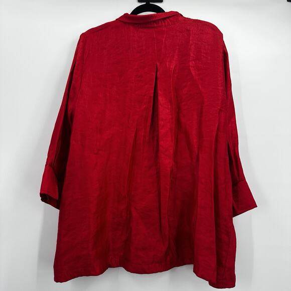 Ali Miles Jacket Womens 1X Red Button Woven Art Wire Collar Statement - Picture 5 of 11